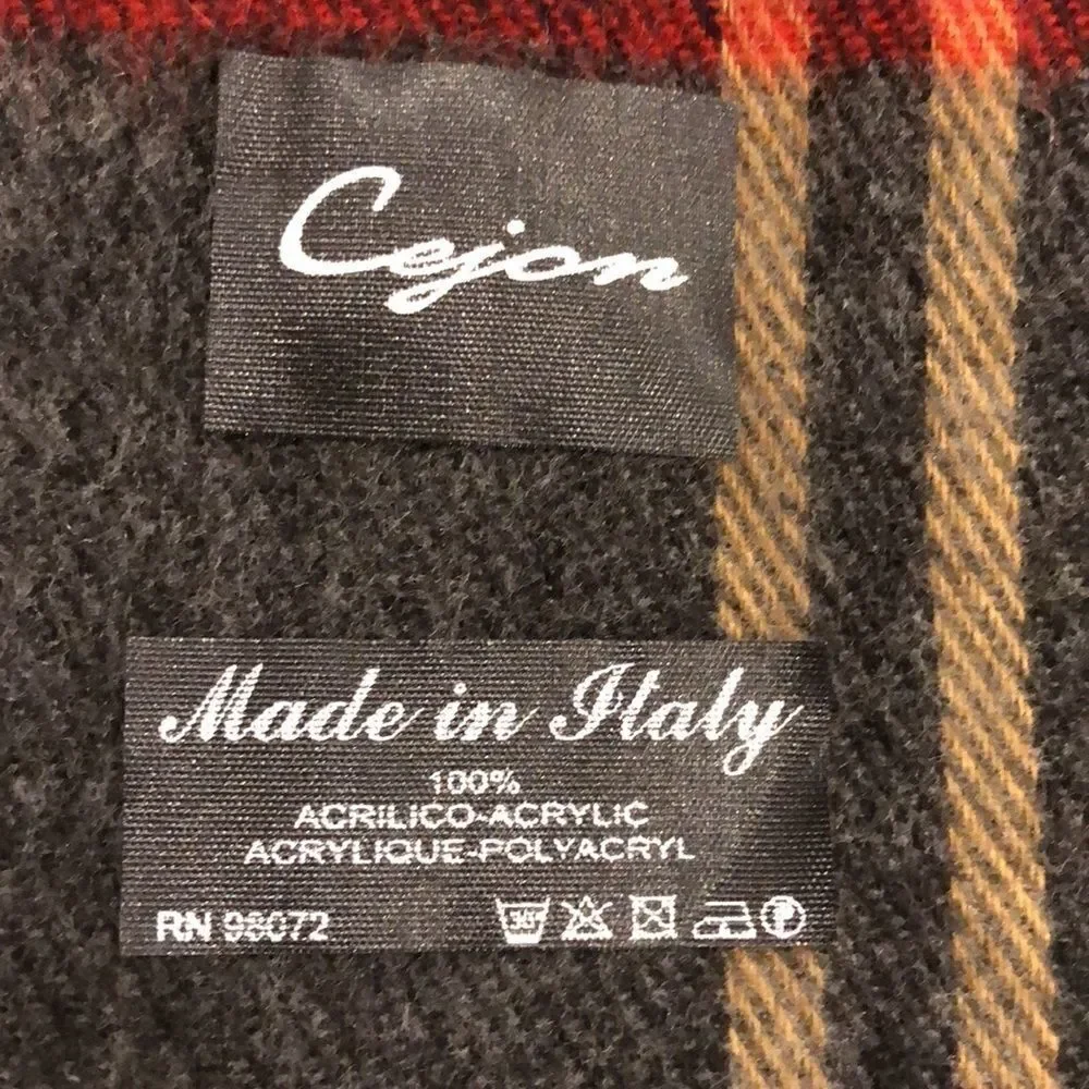 Cejon unisex soft plaid scarf Italian made.